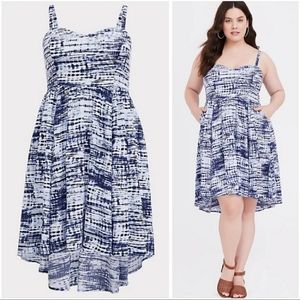 Torrid Blue and White Tie Dye Dress